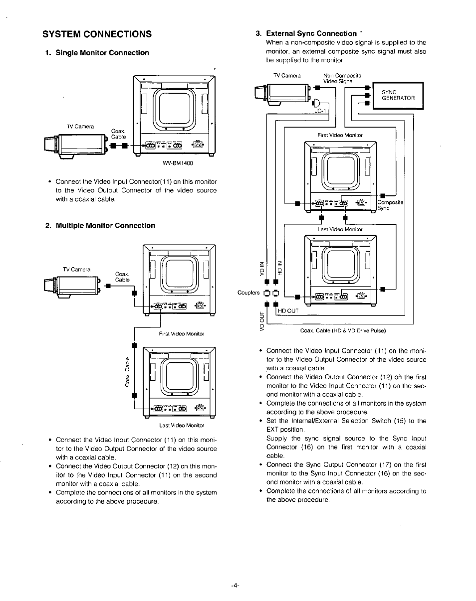 System connections | Panasonic WV-BM1400 User Manual | Page 6 / 10