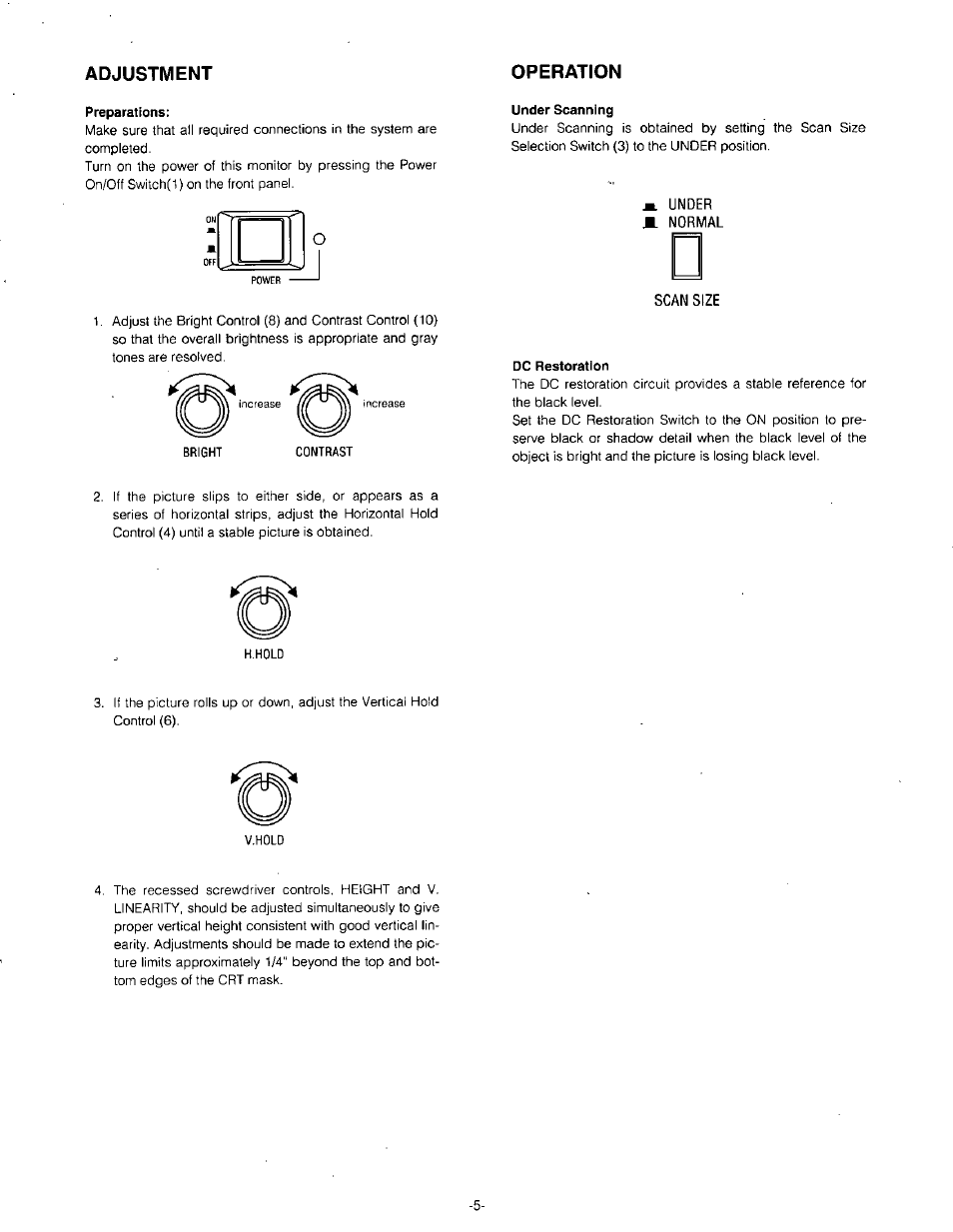 Adjustment operation | Panasonic WV-BM1400 User Manual | Page 7 / 10