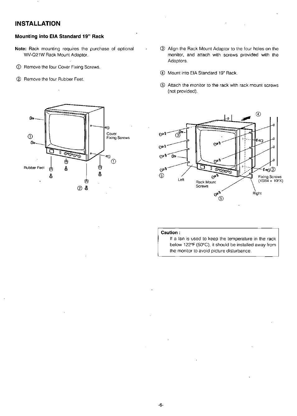 Installation | Panasonic WV-BM1400 User Manual | Page 8 / 10
