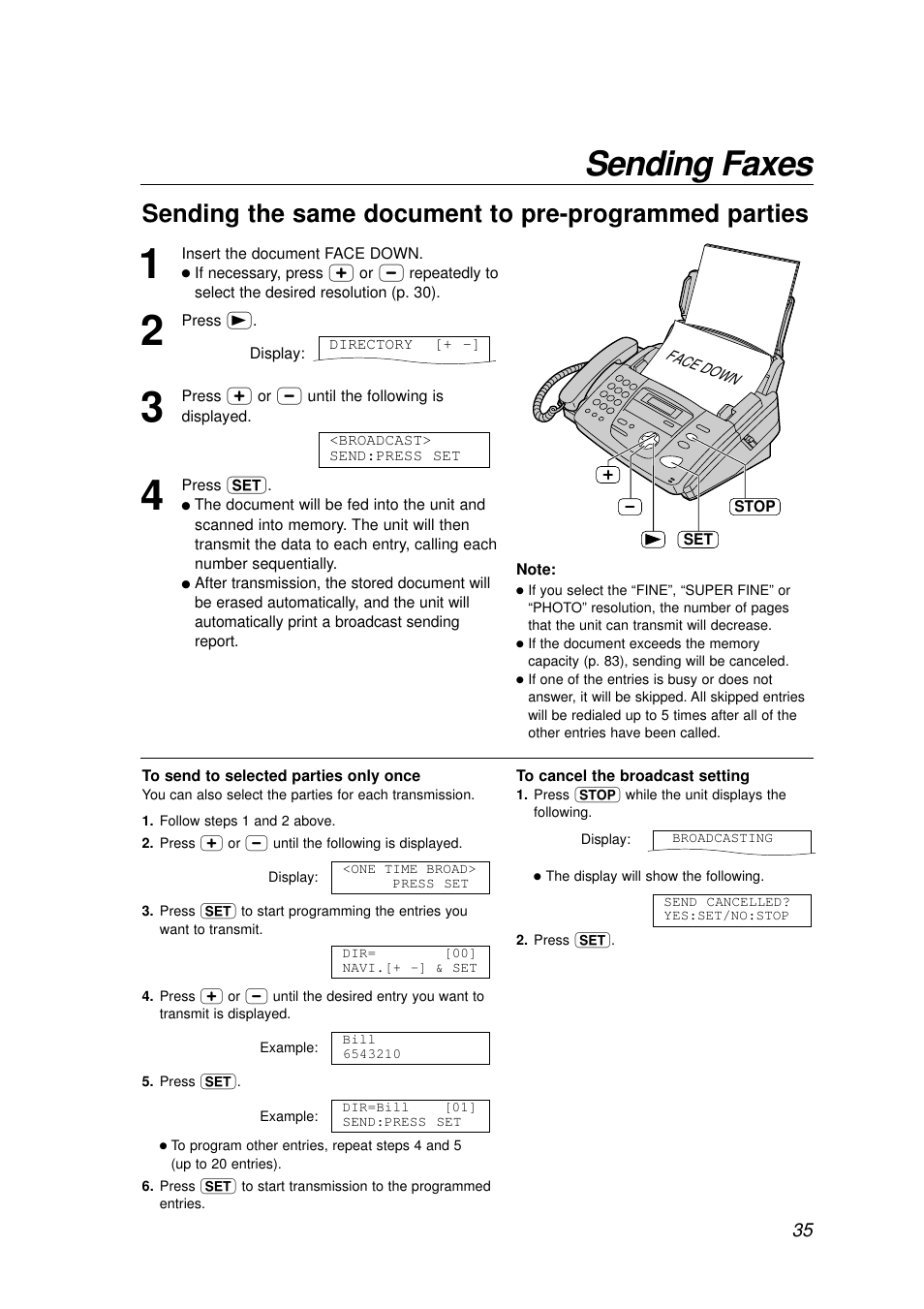 Sending faxes | Panasonic KX-FP155AL User Manual | Page 35 / 88