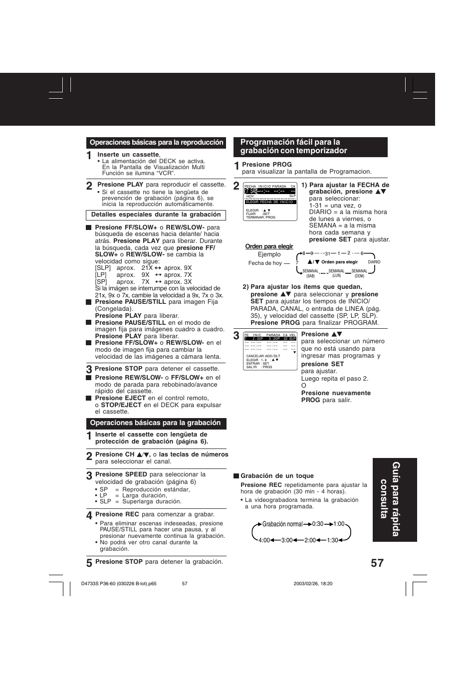 Gu ía para r á pida consulta | Panasonic PV-D4733S User Manual | Page 57 / 64