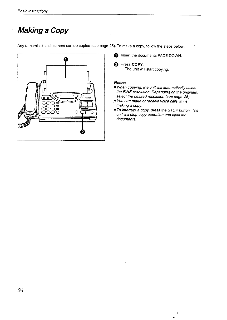 Making a copy | Panasonic KX-F2710NZ User Manual | Page 34 / 82