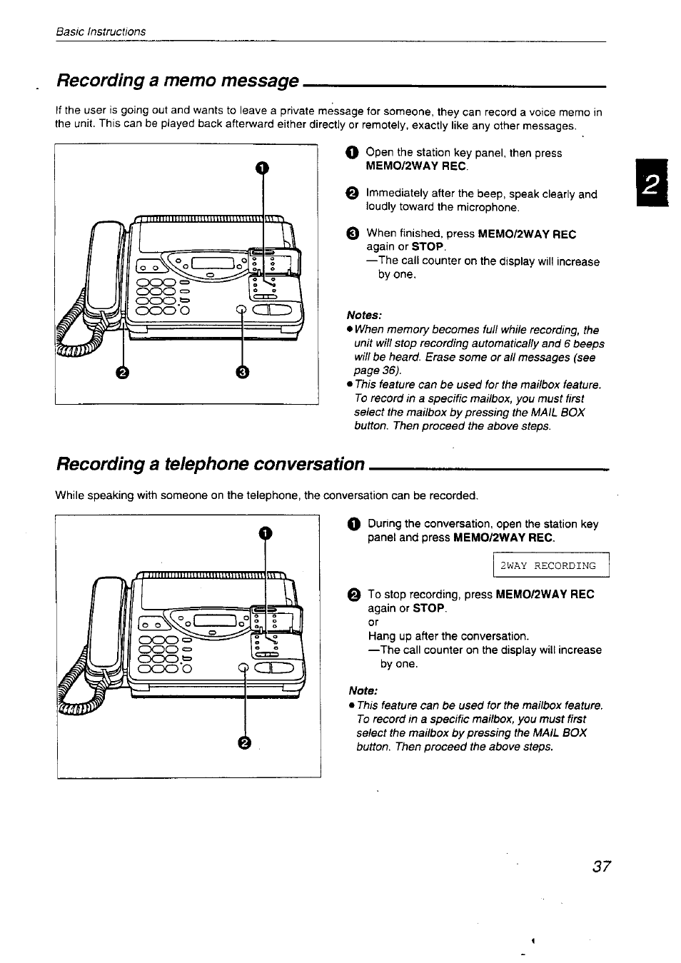 Recording a teiephone conversation | Panasonic KX-F2710NZ User Manual | Page 37 / 82