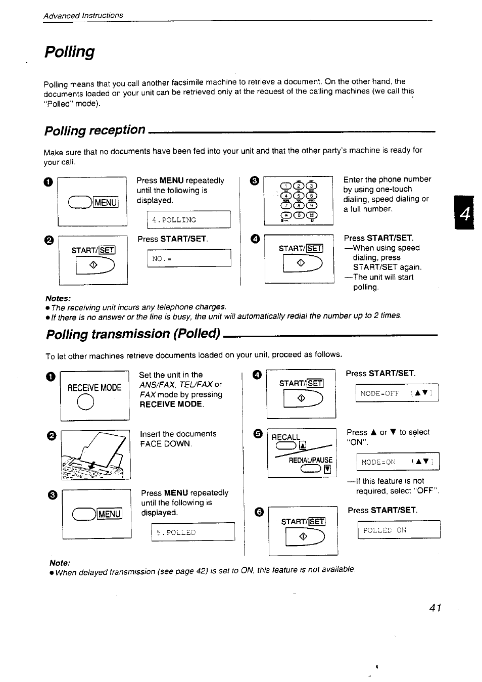 Polling, Start/isgfl, Polling reception | Polling transmission (polled) | Panasonic KX-F2710NZ User Manual | Page 41 / 82