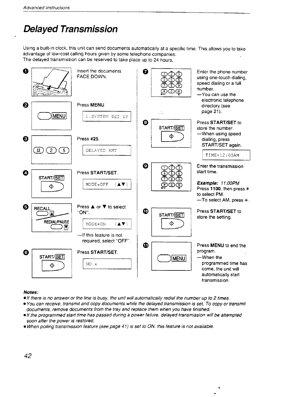 Delayed transmission | Panasonic KX-F2710NZ User Manual | Page 42 / 82