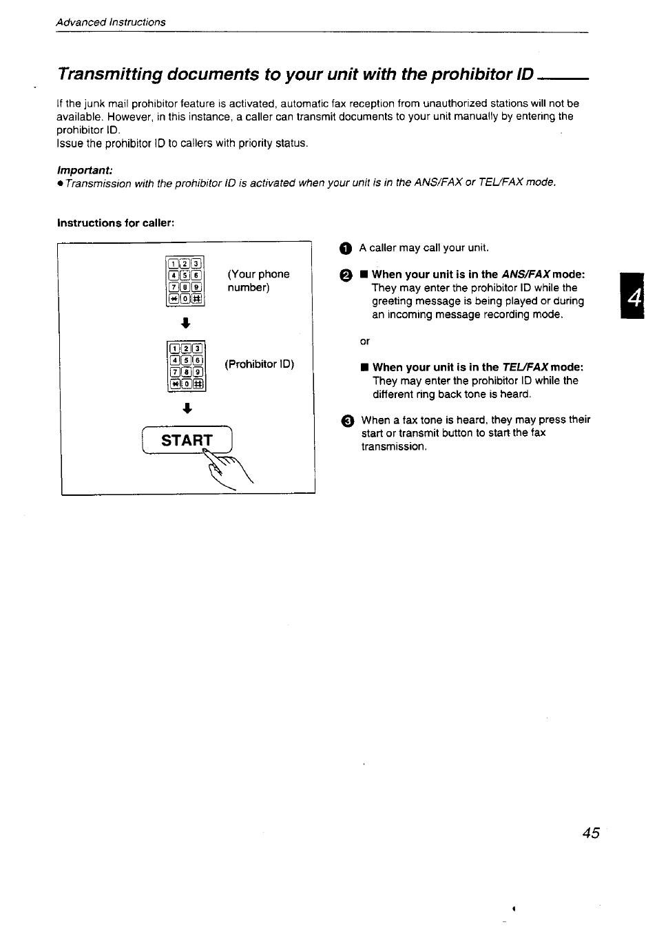 0 ■ when your unit is in the ans/fax mode, When your unit is in the tel/fax mode | Panasonic KX-F2710NZ User Manual | Page 45 / 82