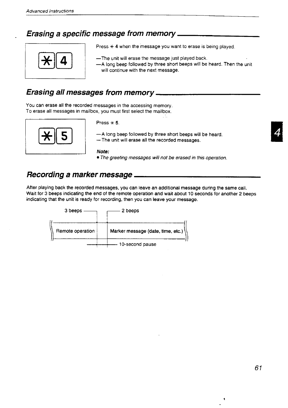 Recording a marker message | Panasonic KX-F2710NZ User Manual | Page 61 / 82