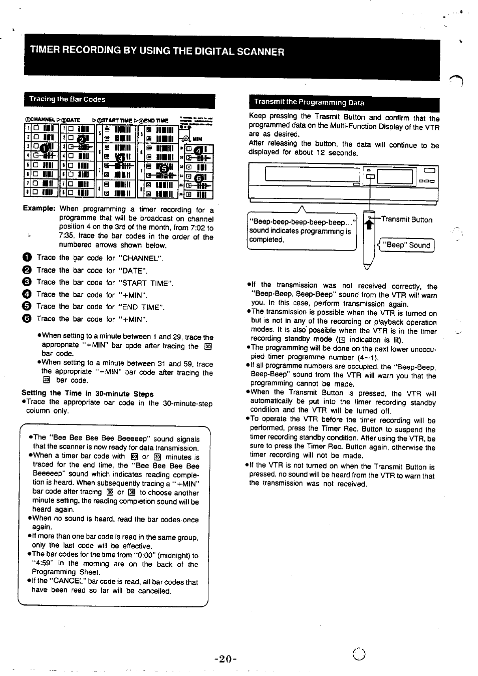 Timer recording by using the digital scanner | Panasonic NVG40 User Manual | Page 20 / 26