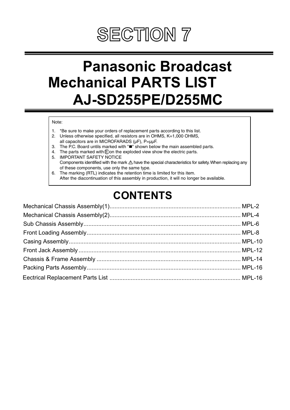 Panasonic AJ-D255MC User Manual | 17 pages
