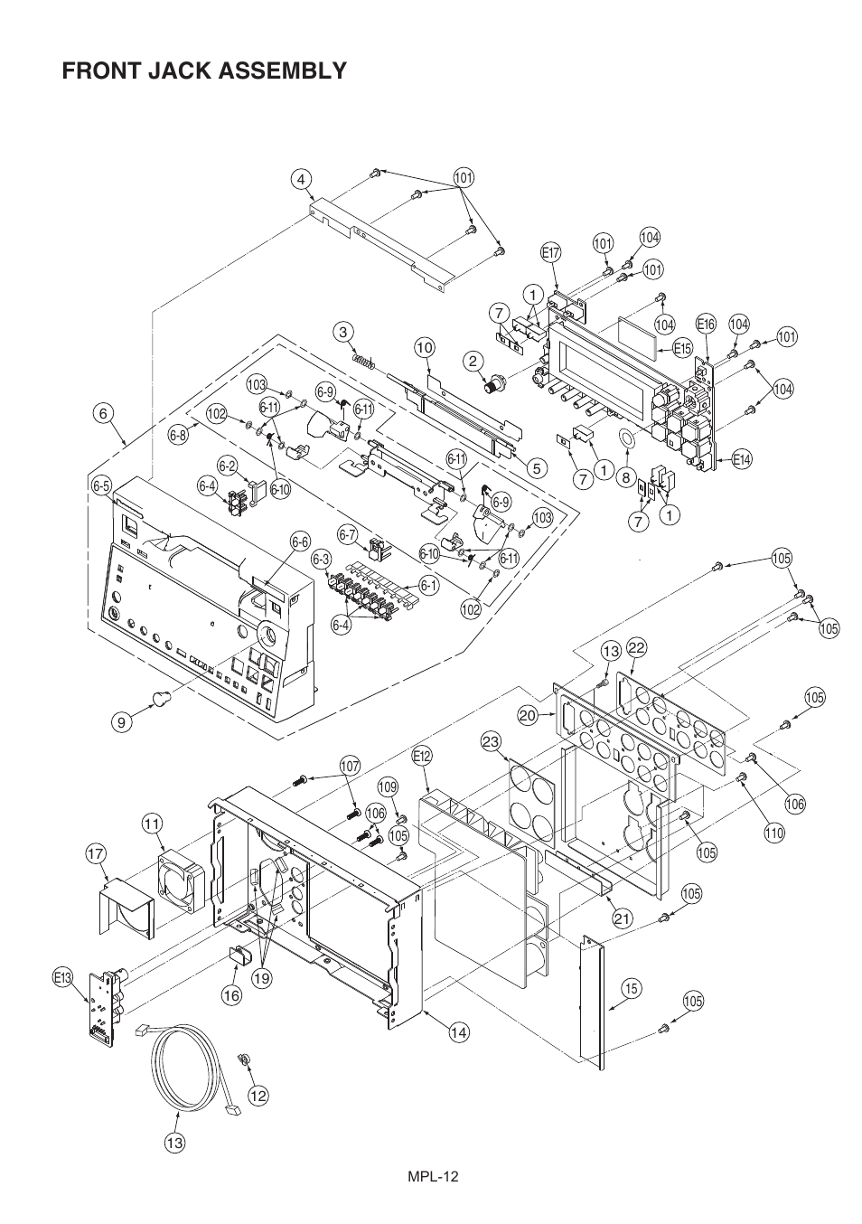 Front jack assembly | Panasonic AJ-D255MC User Manual | Page 12 / 17