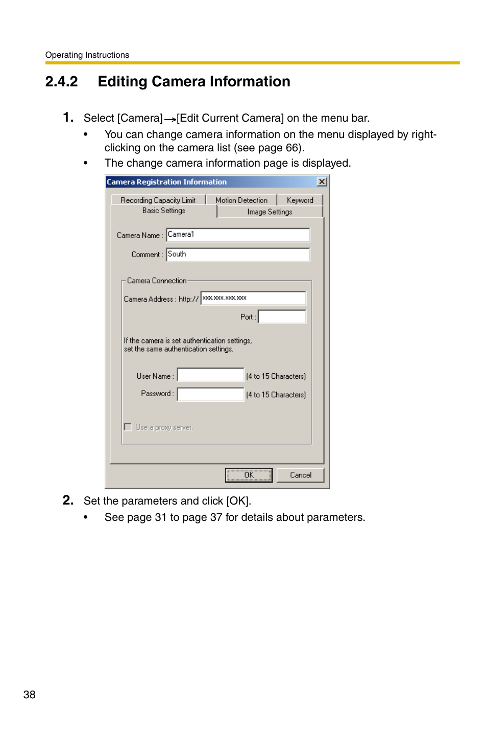 2 editing camera information | Panasonic BB-HNP11CE User Manual | Page 38 / 101