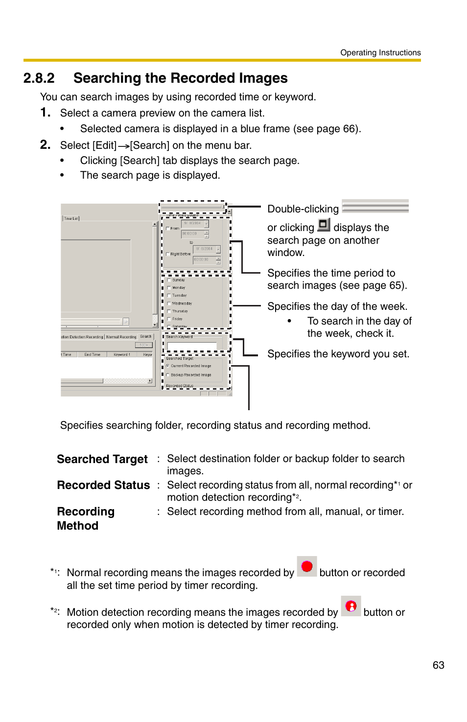2 searching the recorded images, Ge 63) | Panasonic BB-HNP11CE User Manual | Page 63 / 101