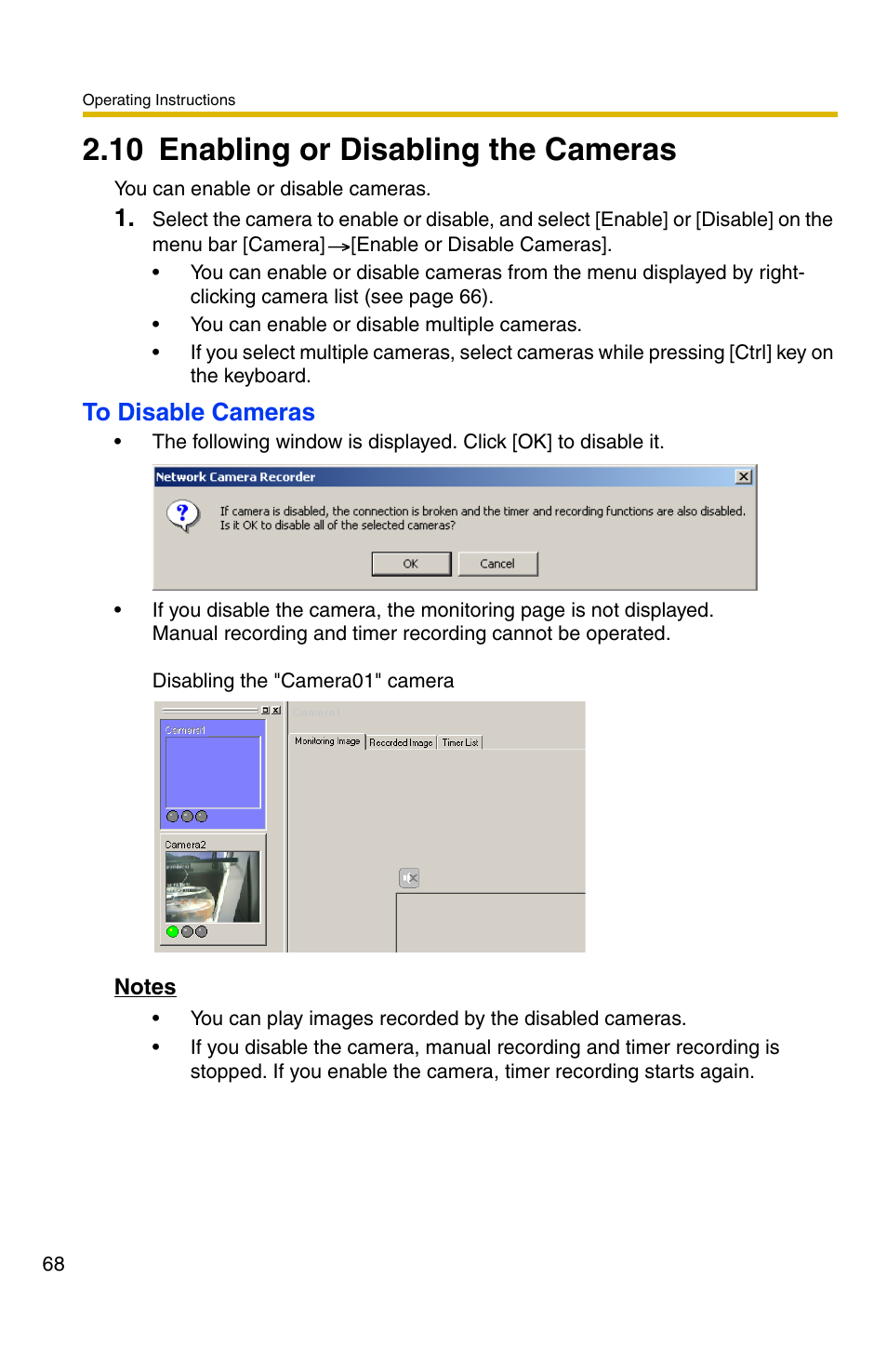 10 enabling or disabling the cameras | Panasonic BB-HNP11CE User Manual | Page 68 / 101