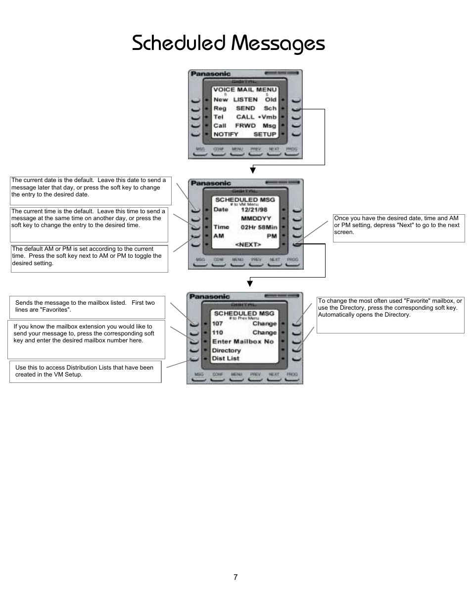 Scheduled messages | Panasonic 8TUV User Manual | Page 12 / 46