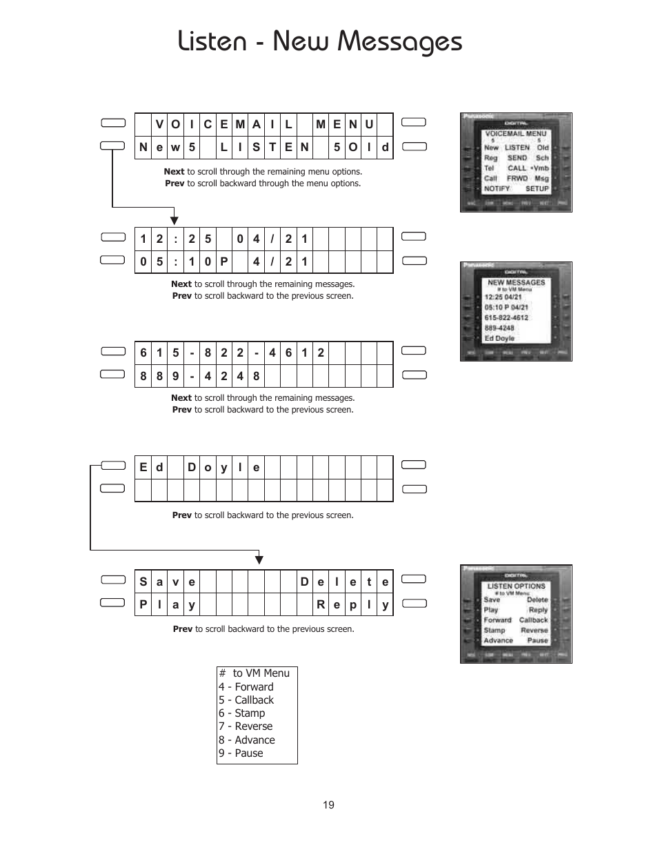 Listen - new messages | Panasonic 8TUV User Manual | Page 24 / 46