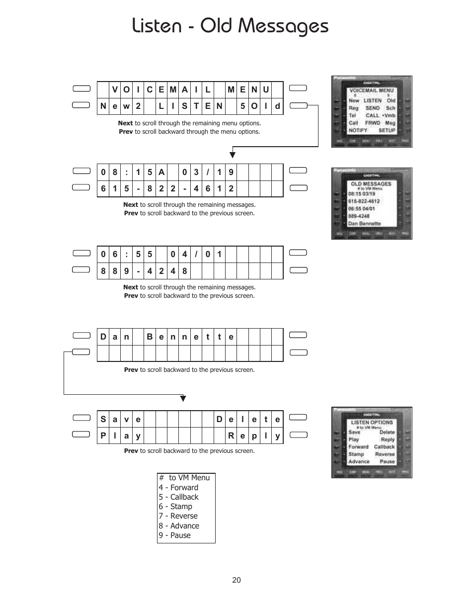 Listen - old messages | Panasonic 8TUV User Manual | Page 25 / 46