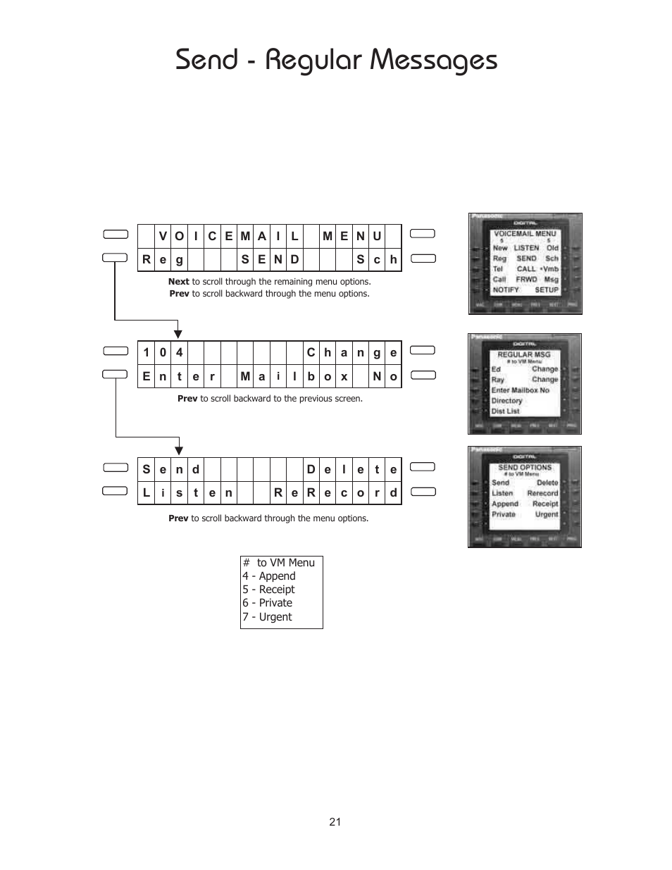 Send - regular messages | Panasonic 8TUV User Manual | Page 26 / 46