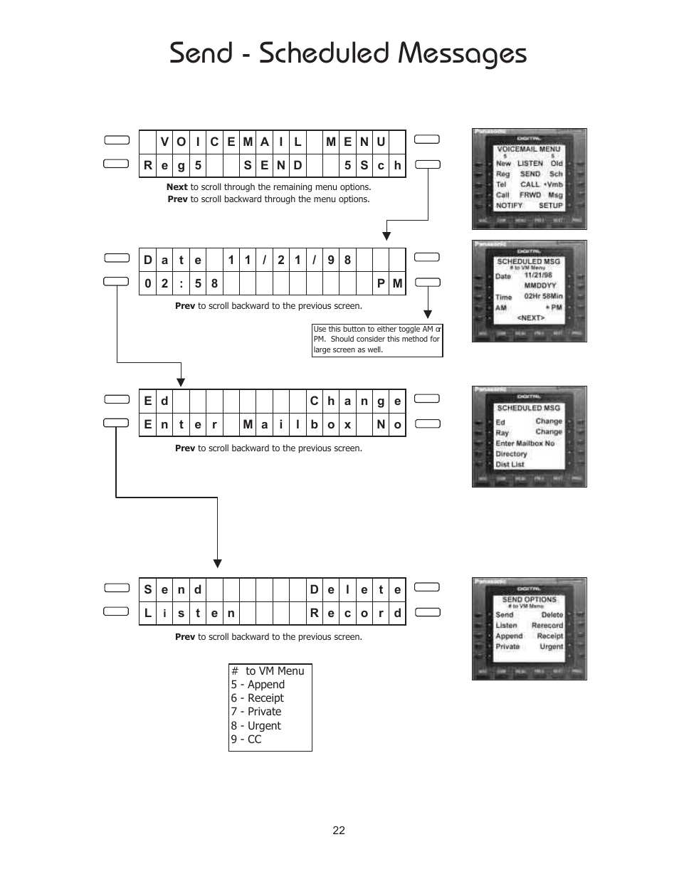 Send - scheduled messages | Panasonic 8TUV User Manual | Page 27 / 46