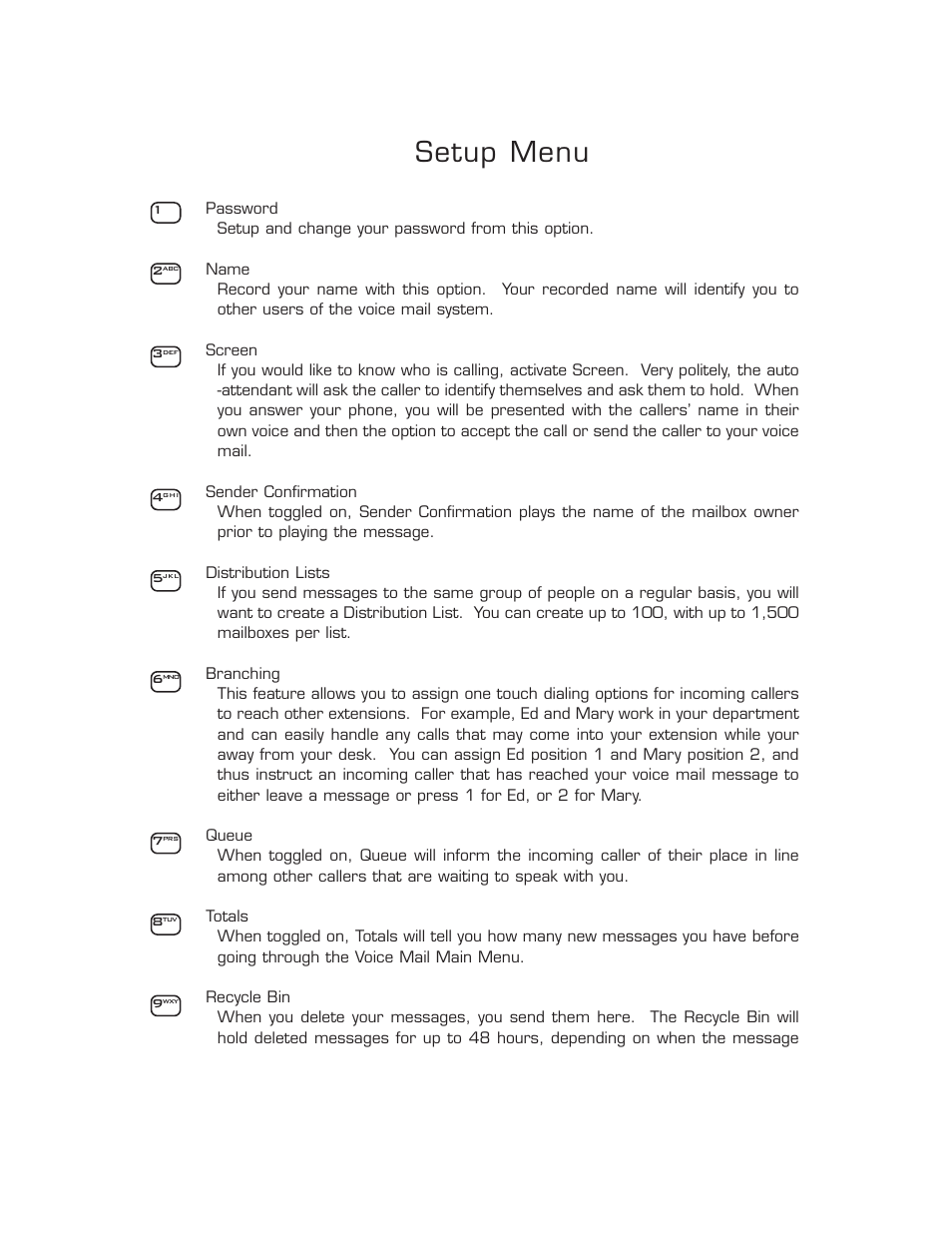 Setup menu | Panasonic 8TUV User Manual | Page 43 / 46