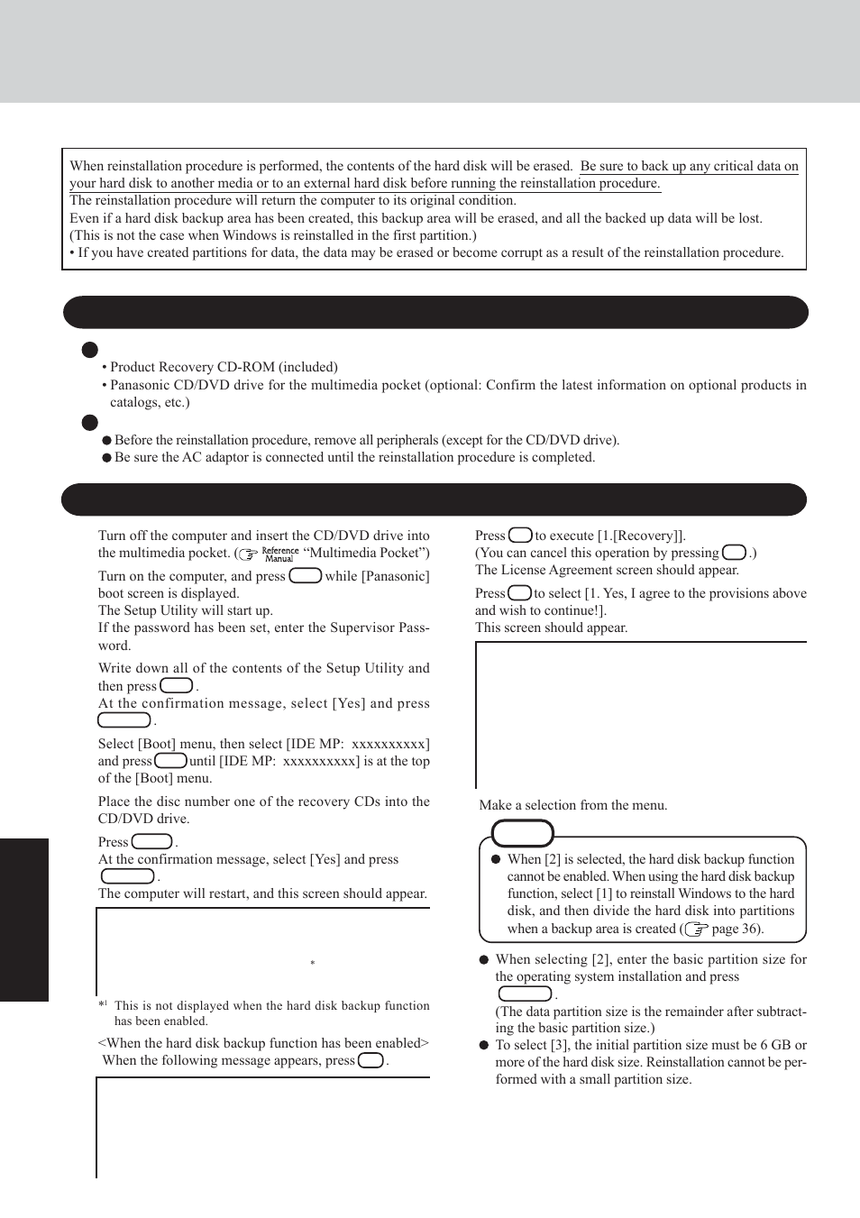 Reinstalling software, Before reinstallation, Reinstalling | Troub leshooting | Panasonic CF-29 Series User Manual | Page 32 / 48