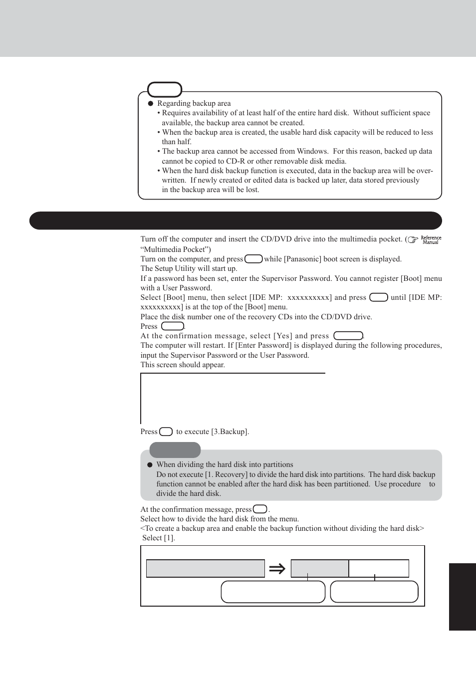 Create a backup area, Appendix | Panasonic CF-29 Series User Manual | Page 37 / 48