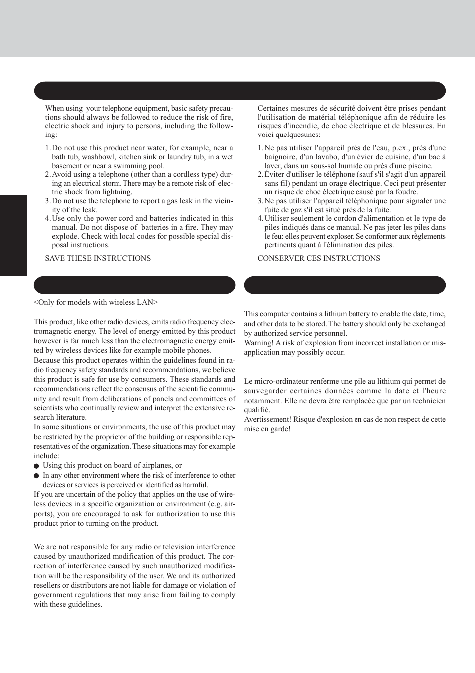 Read me first, Information to the user, Lithium battery | Panasonic CF-29 Series User Manual | Page 6 / 48