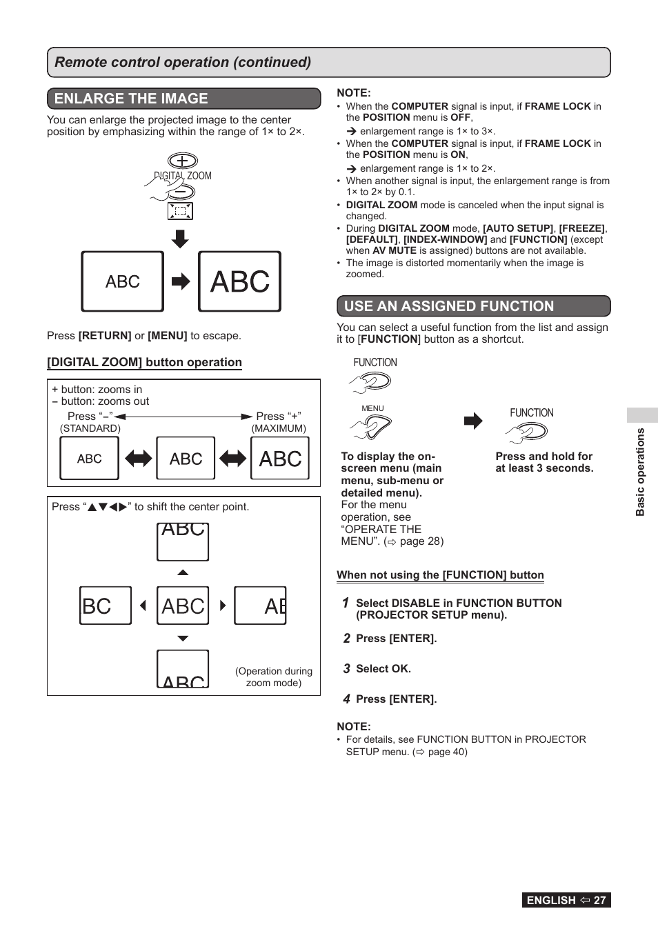 Use an assigned function | Panasonic TQBJ0323-1 User Manual | Page 27 / 59