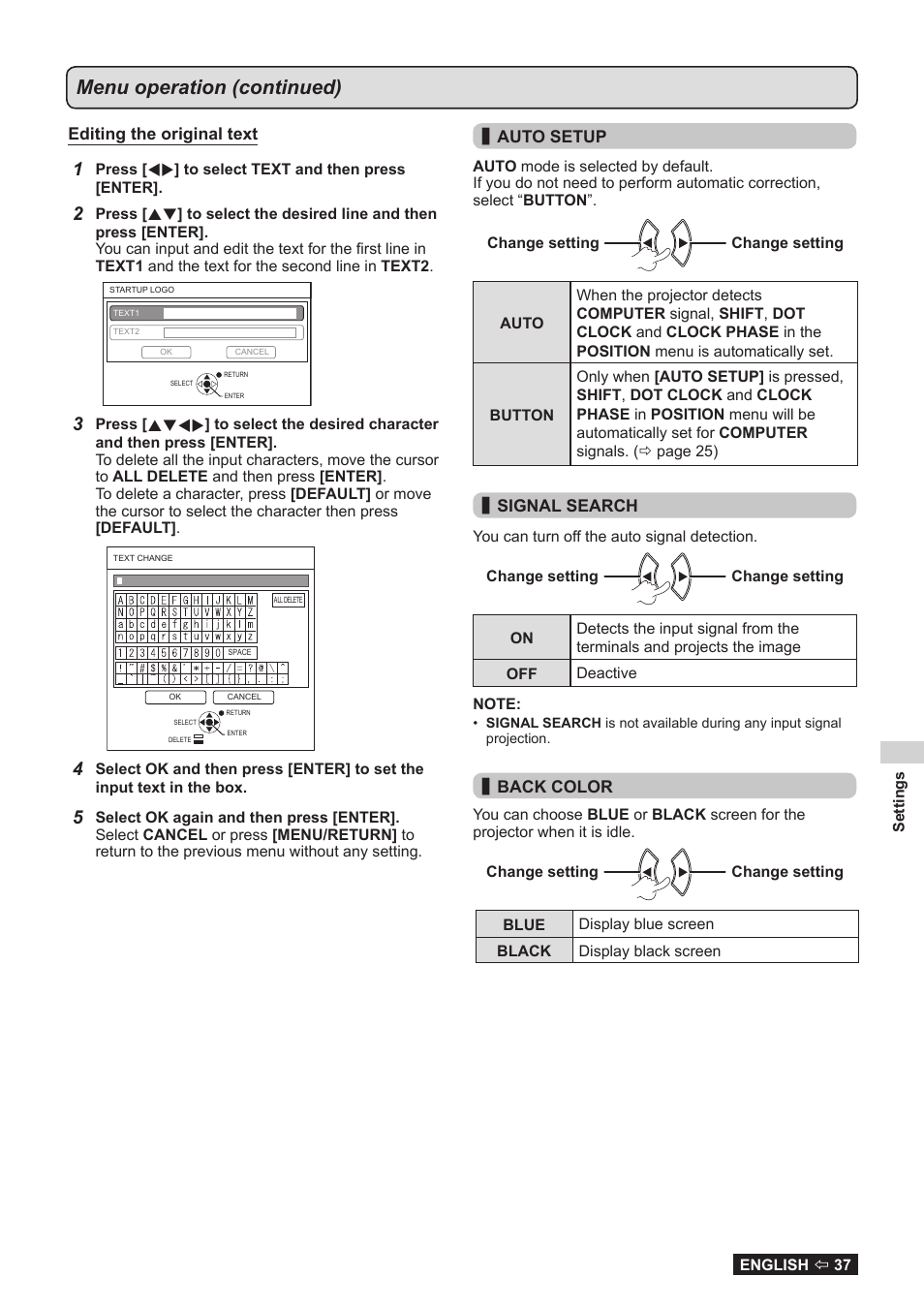 Menu operation (continued) | Panasonic TQBJ0323-1 User Manual | Page 37 / 59