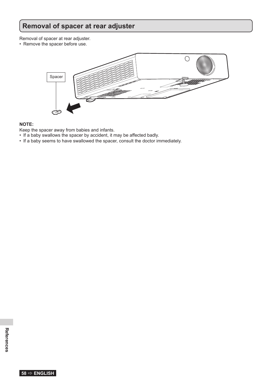 Removal of spacer at rear adjuster | Panasonic TQBJ0323-1 User Manual | Page 58 / 59