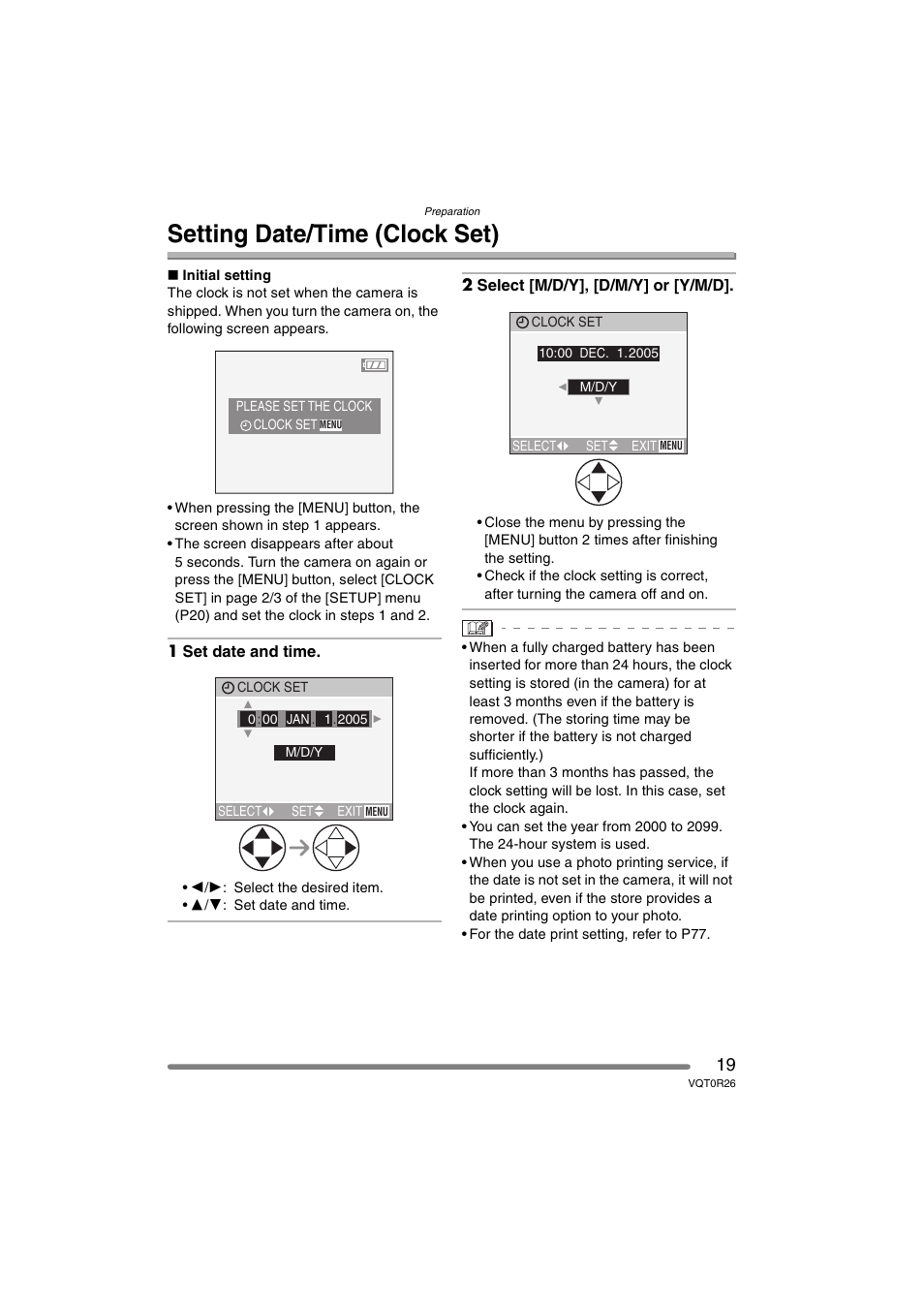 Setting date/time (clock set) | Panasonic DMC-FX8PP User Manual | Page 19 / 116