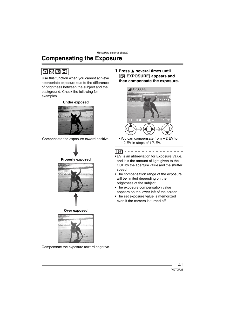 Compensating the exposure | Panasonic DMC-FX8PP User Manual | Page 41 / 116