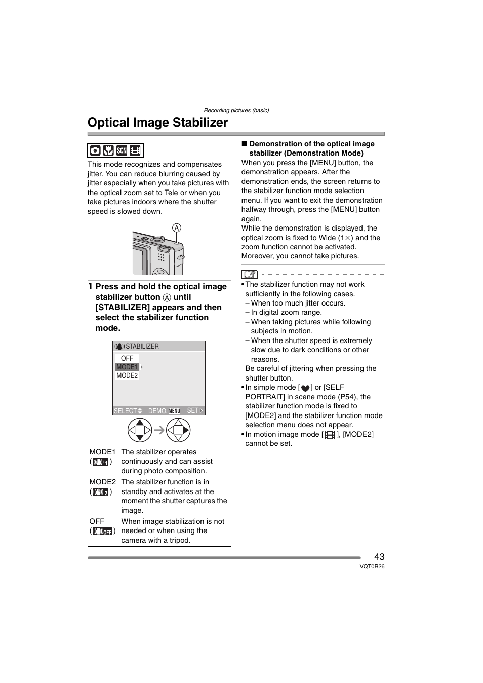 Optical image stabilizer | Panasonic DMC-FX8PP User Manual | Page 43 / 116
