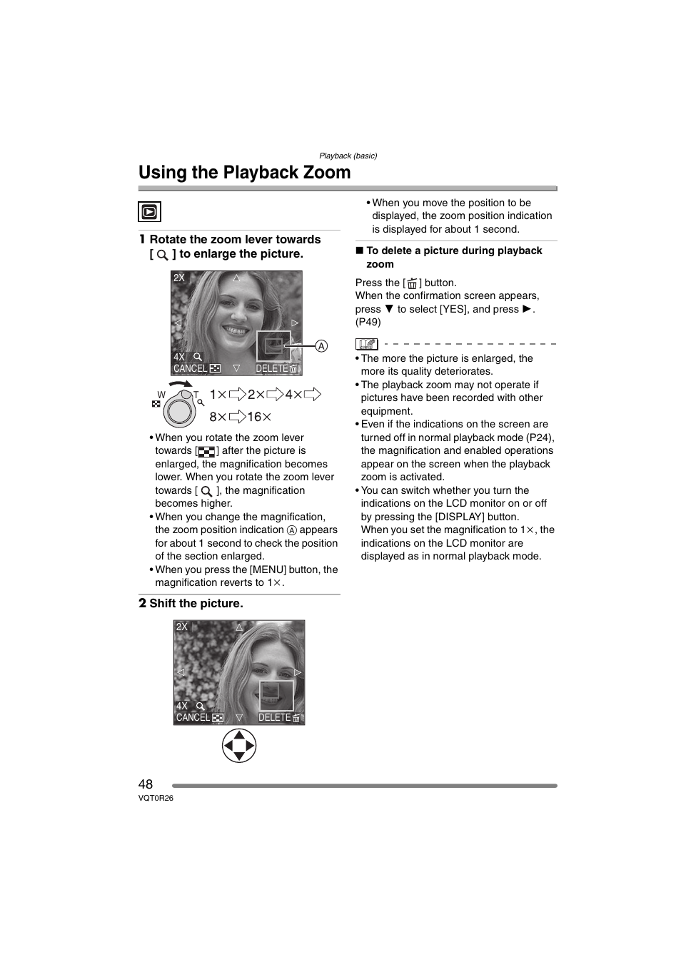 Using the playback zoom | Panasonic DMC-FX8PP User Manual | Page 48 / 116