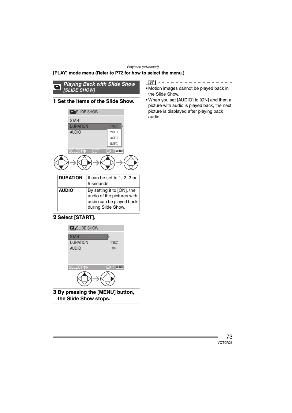 Playing back with slide show | Panasonic DMC-FX8PP User Manual | Page 73 / 116