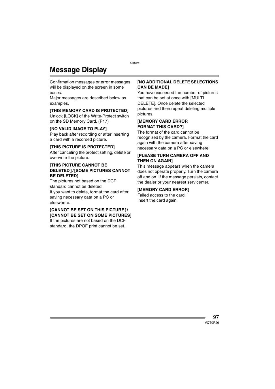 Message display | Panasonic DMC-FX8PP User Manual | Page 97 / 116