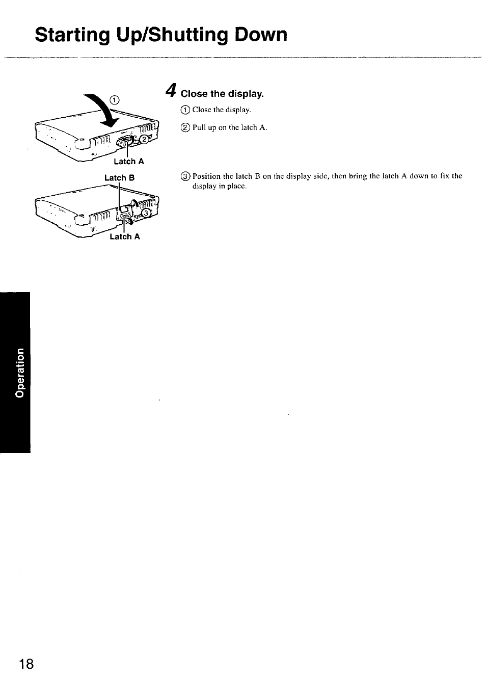 Starting up/shutting down, 4 close the display, Starting up/shutting down 4 | Panasonic CF-18 User Manual | Page 18 / 44