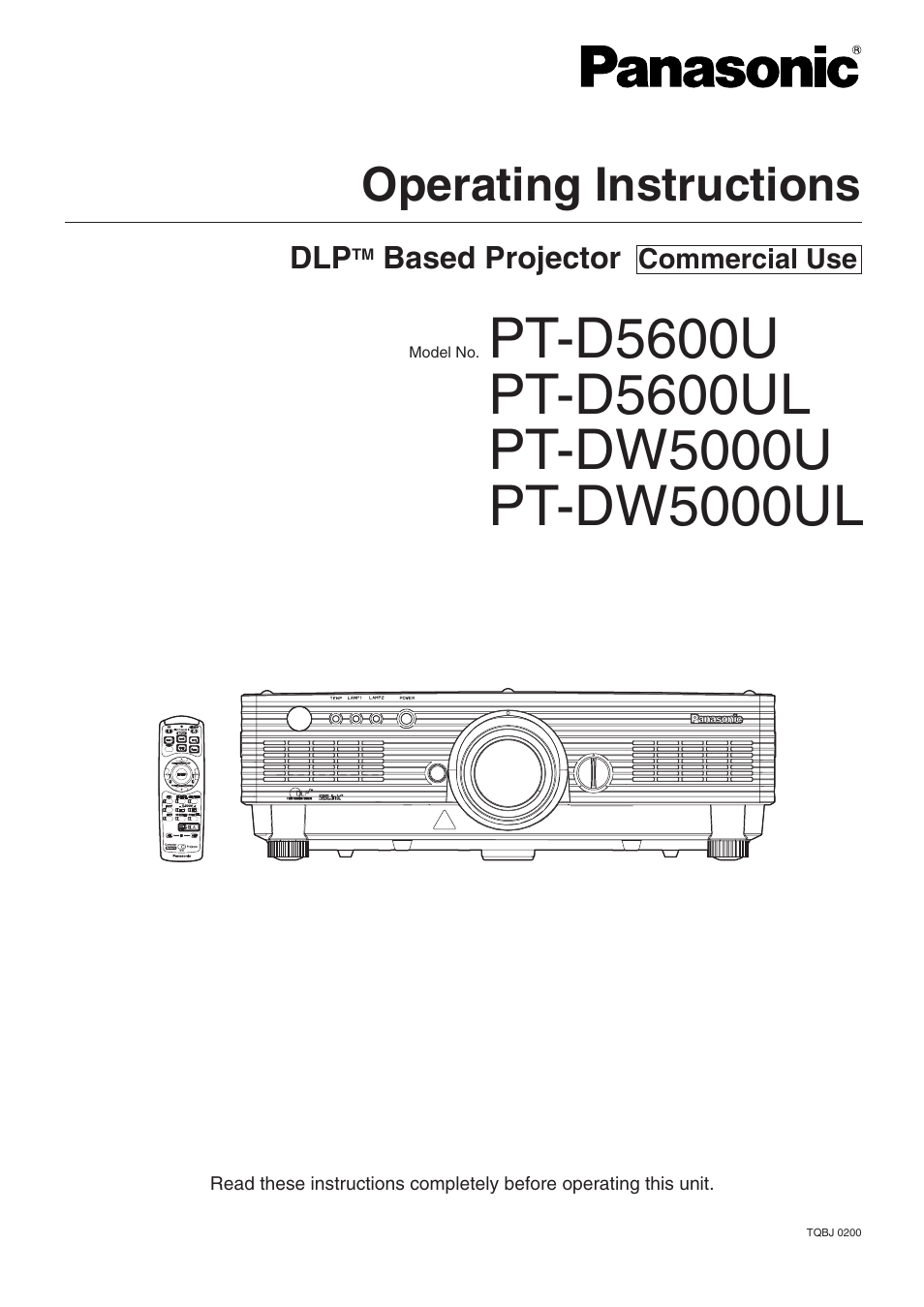 Panasonic PT-D5600U User Manual | 68 pages