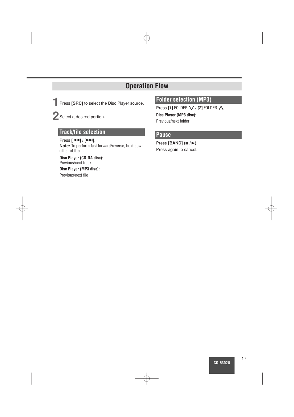 Operation flow | Panasonic CQ-5302U User Manual | Page 17 / 52