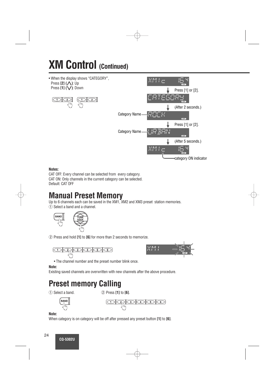 Xm control, Continued) | Panasonic CQ-5302U User Manual | Page 24 / 52