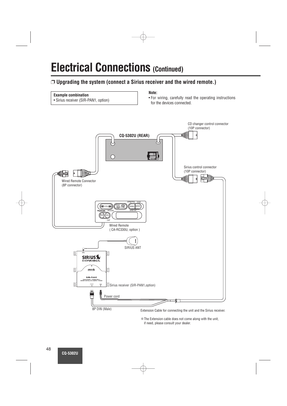 Electrical connections, Continued) | Panasonic CQ-5302U User Manual | Page 48 / 52