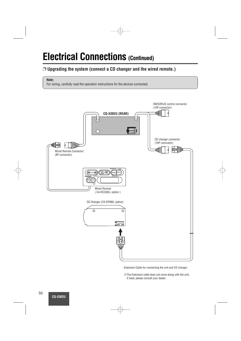 Electrical connections, Continued) | Panasonic CQ-5302U User Manual | Page 50 / 52