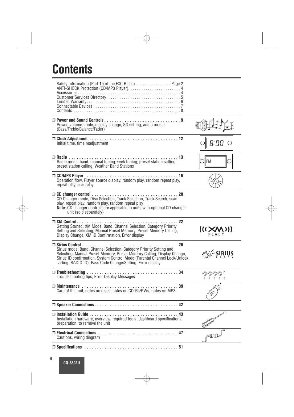 Panasonic CQ-5302U User Manual | Page 8 / 52