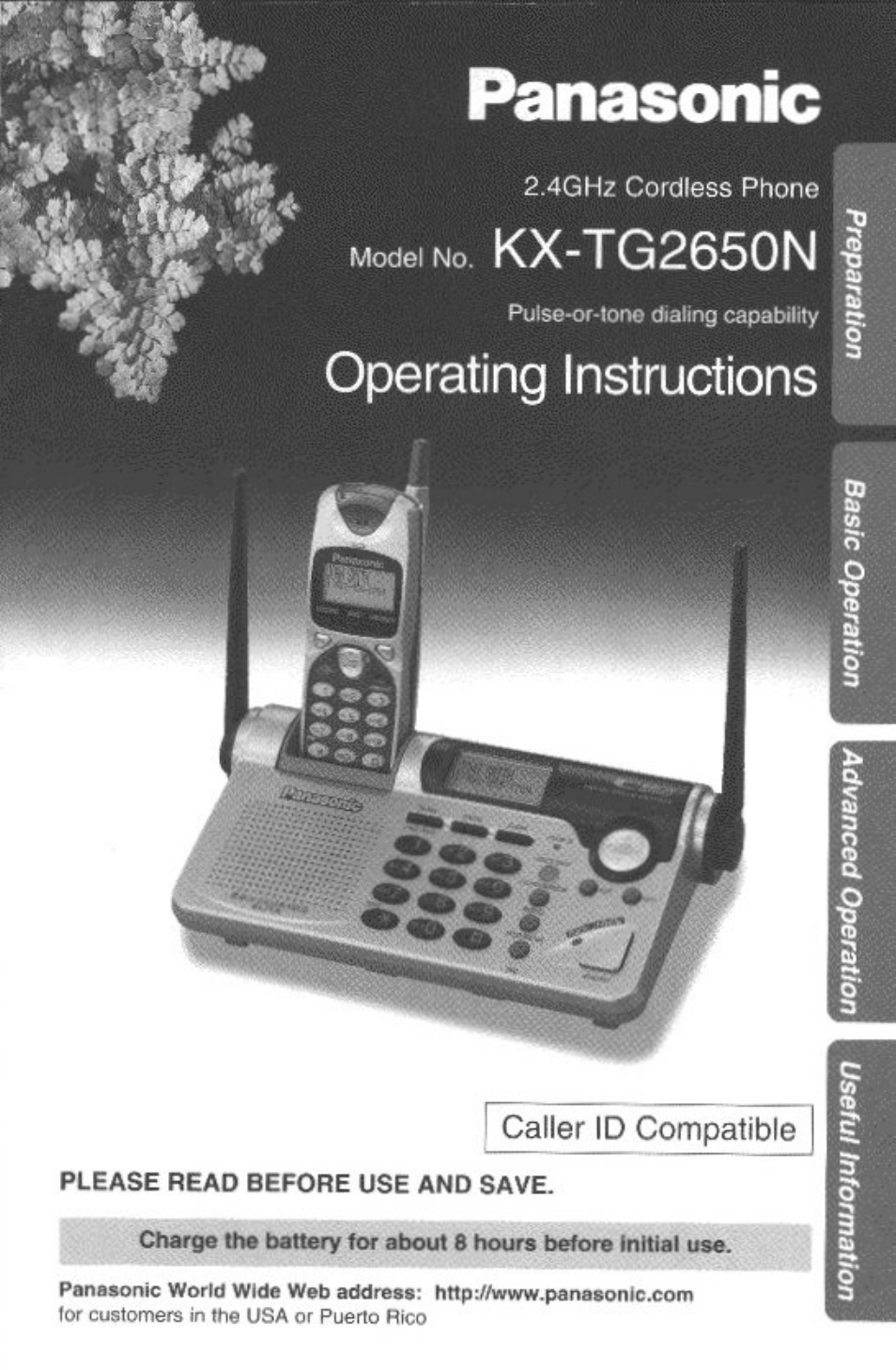 Panasonic KX-TG2650N User Manual | 68 pages