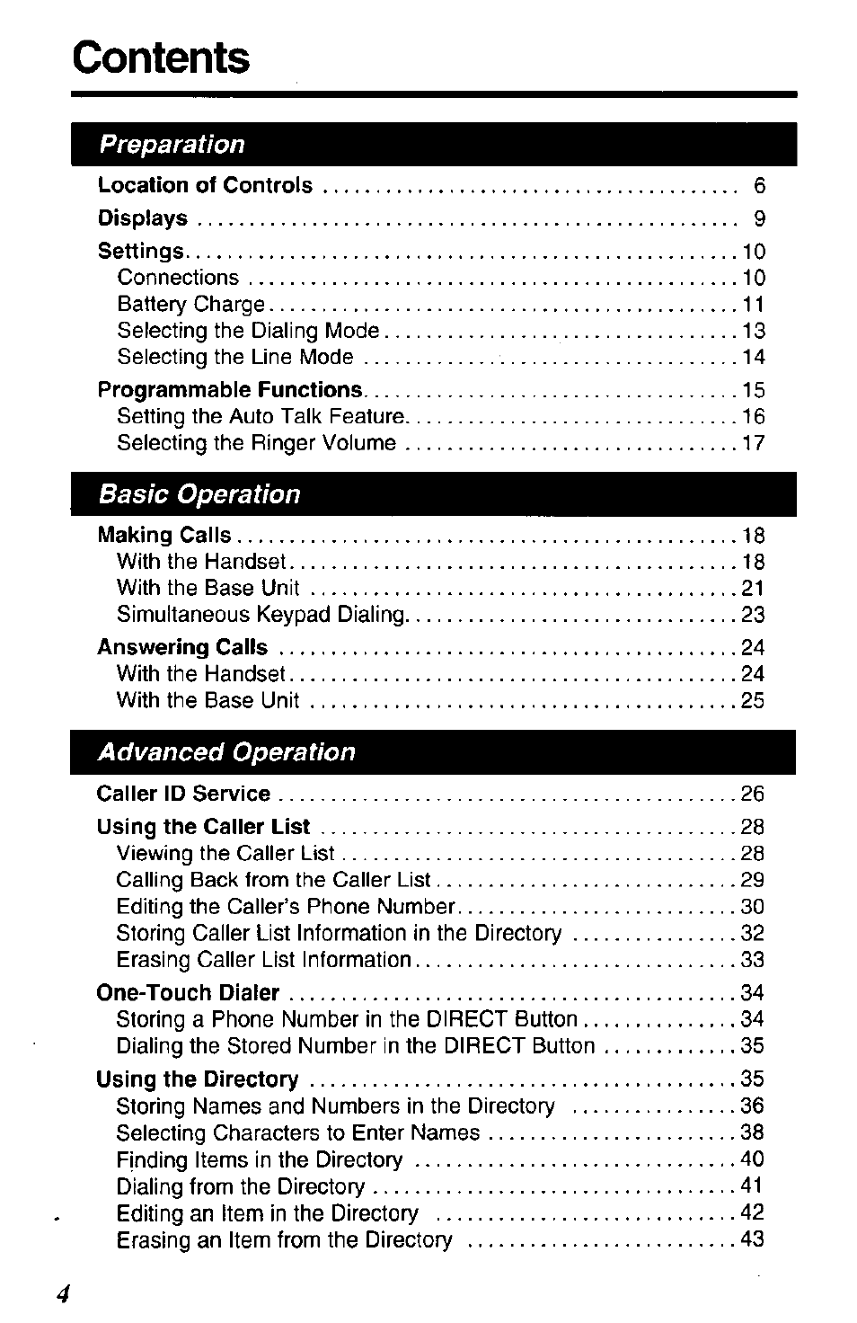 Panasonic KX-TG2650N User Manual | Page 4 / 68