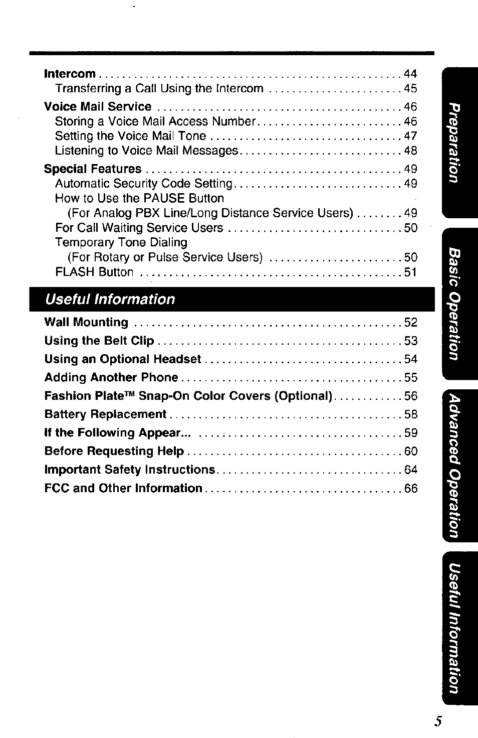Panasonic KX-TG2650N User Manual | Page 5 / 68