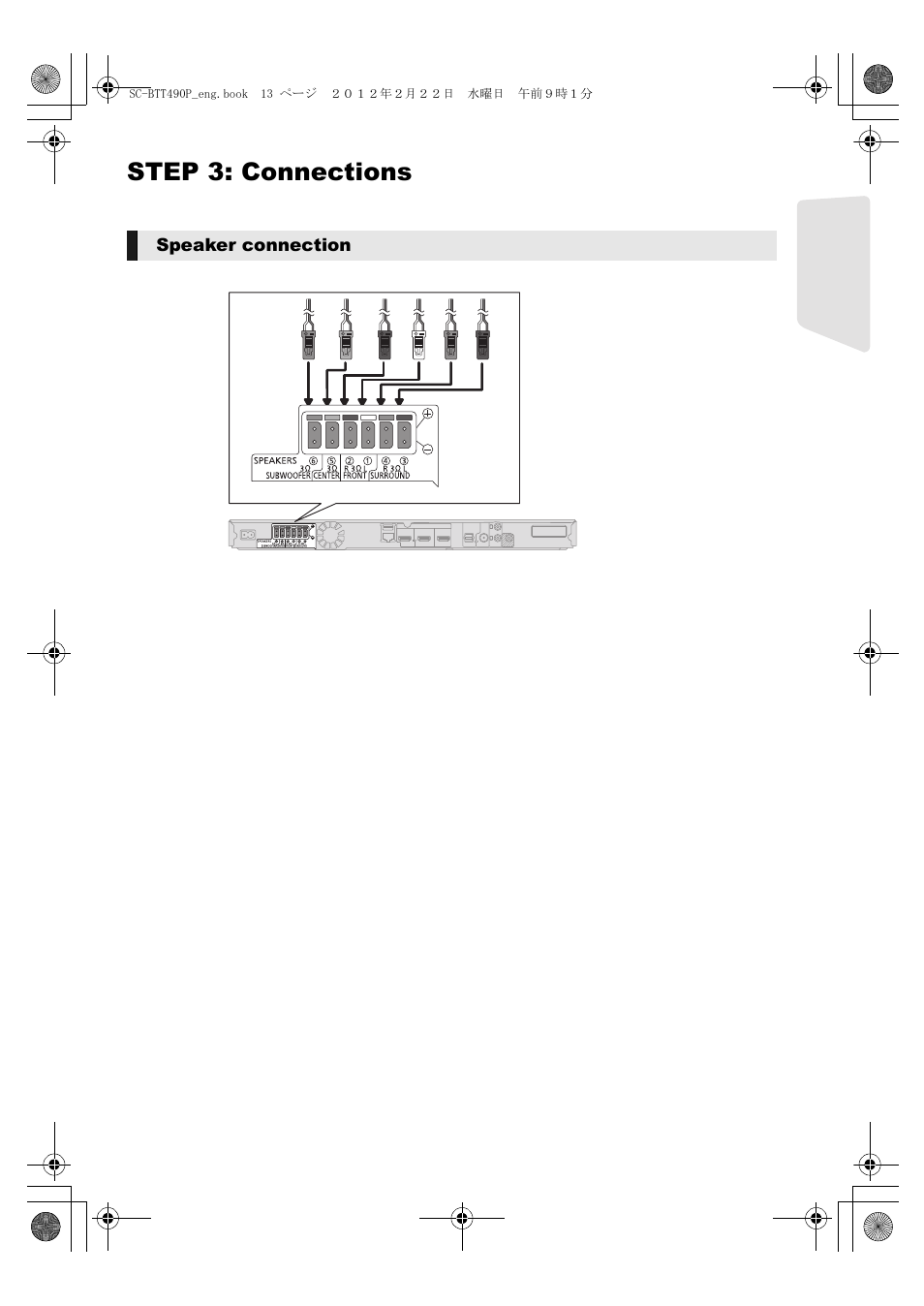 Step 3: connections | Panasonic Blu-ray DiscTM Home Theater Sound System SC-BTT490 User Manual | Page 13 / 56