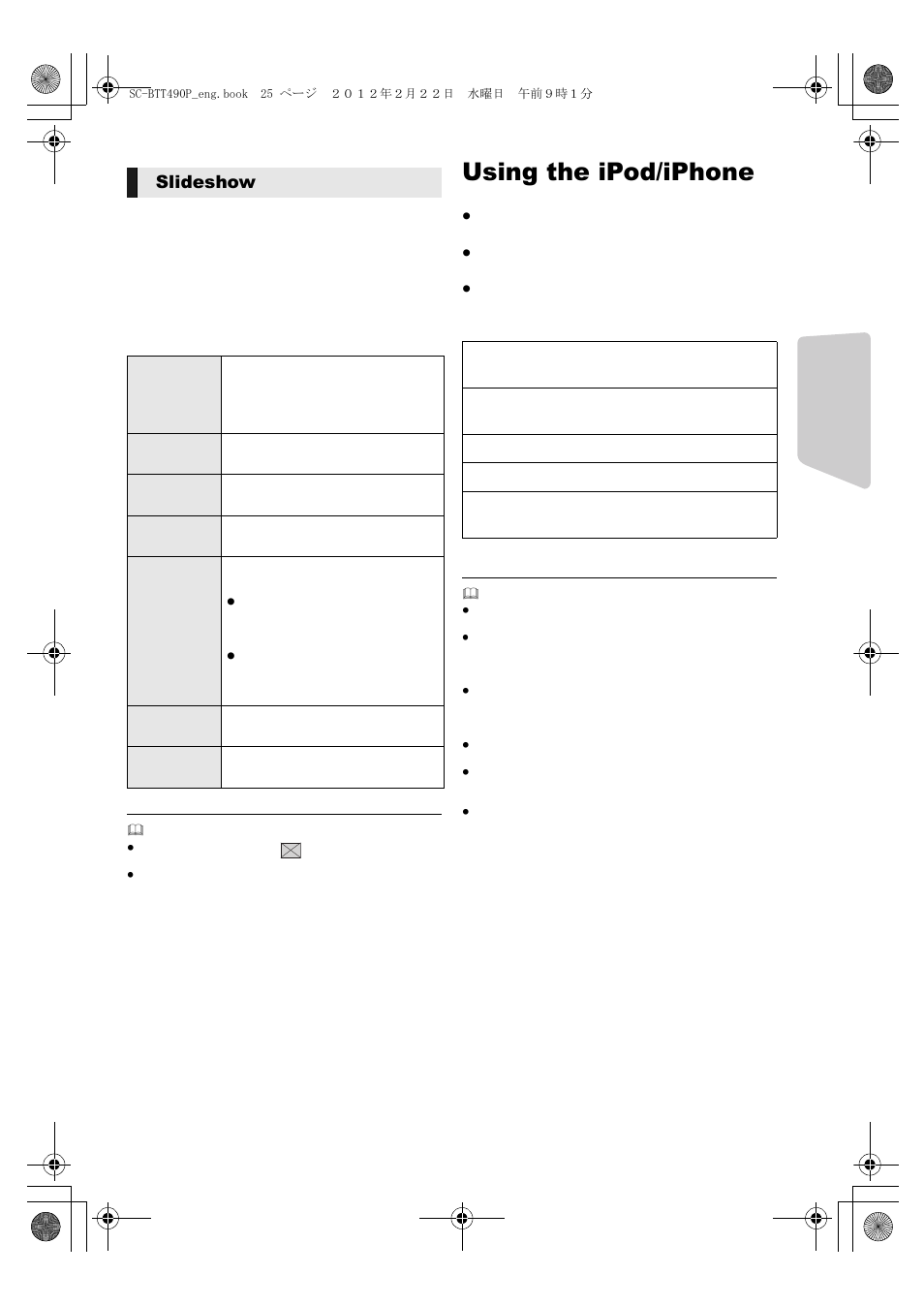Using the ipod/iphone, Slideshow | Panasonic Blu-ray DiscTM Home Theater Sound System SC-BTT490 User Manual | Page 25 / 56