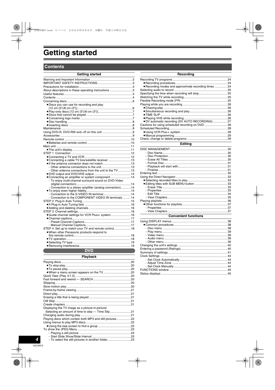 Panasonic DMR-ES40V User Manual | Page 4 / 80