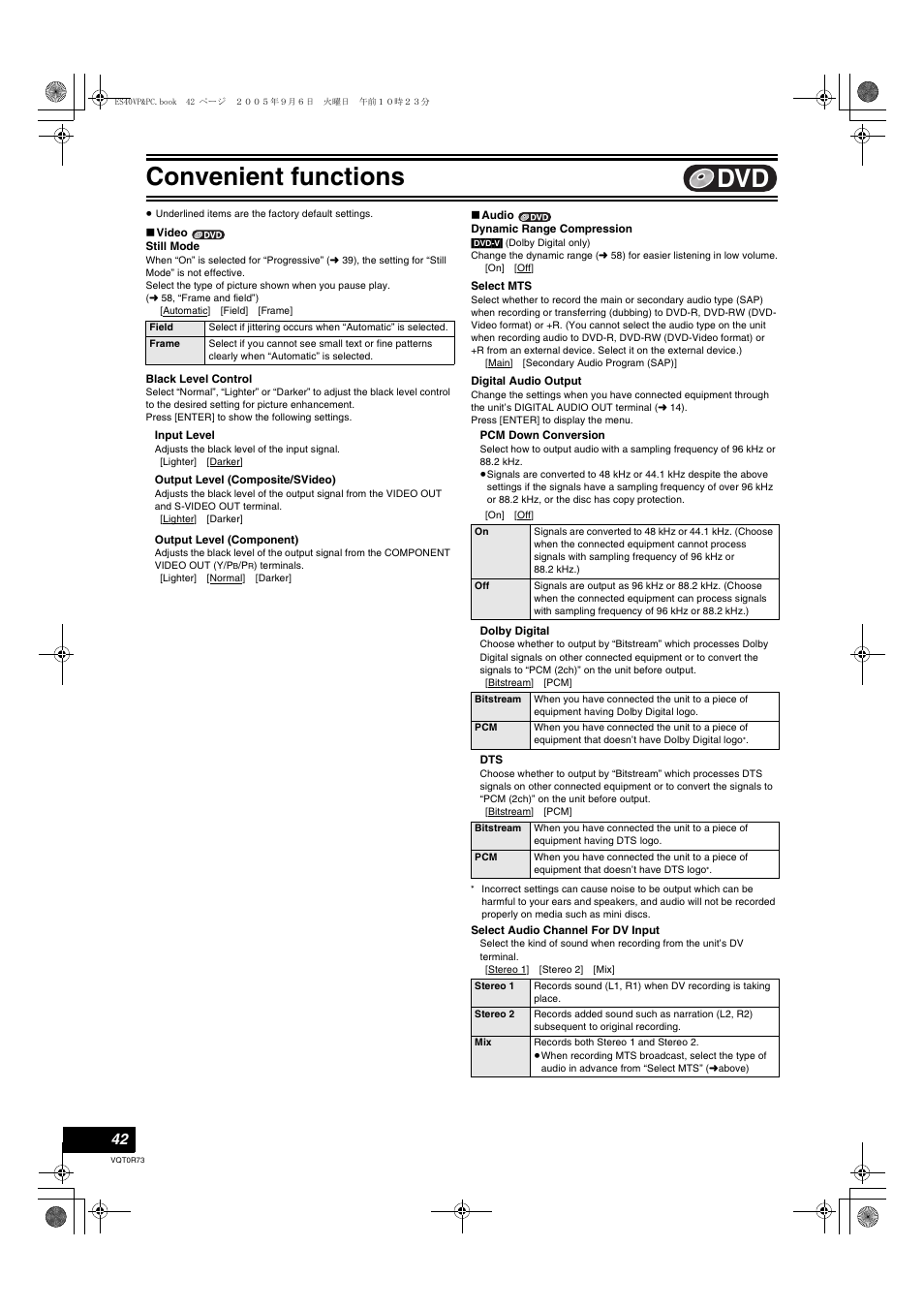 L 42, select mts), L 42), Select mts | Convenient functions | Panasonic DMR-ES40V User Manual | Page 42 / 80