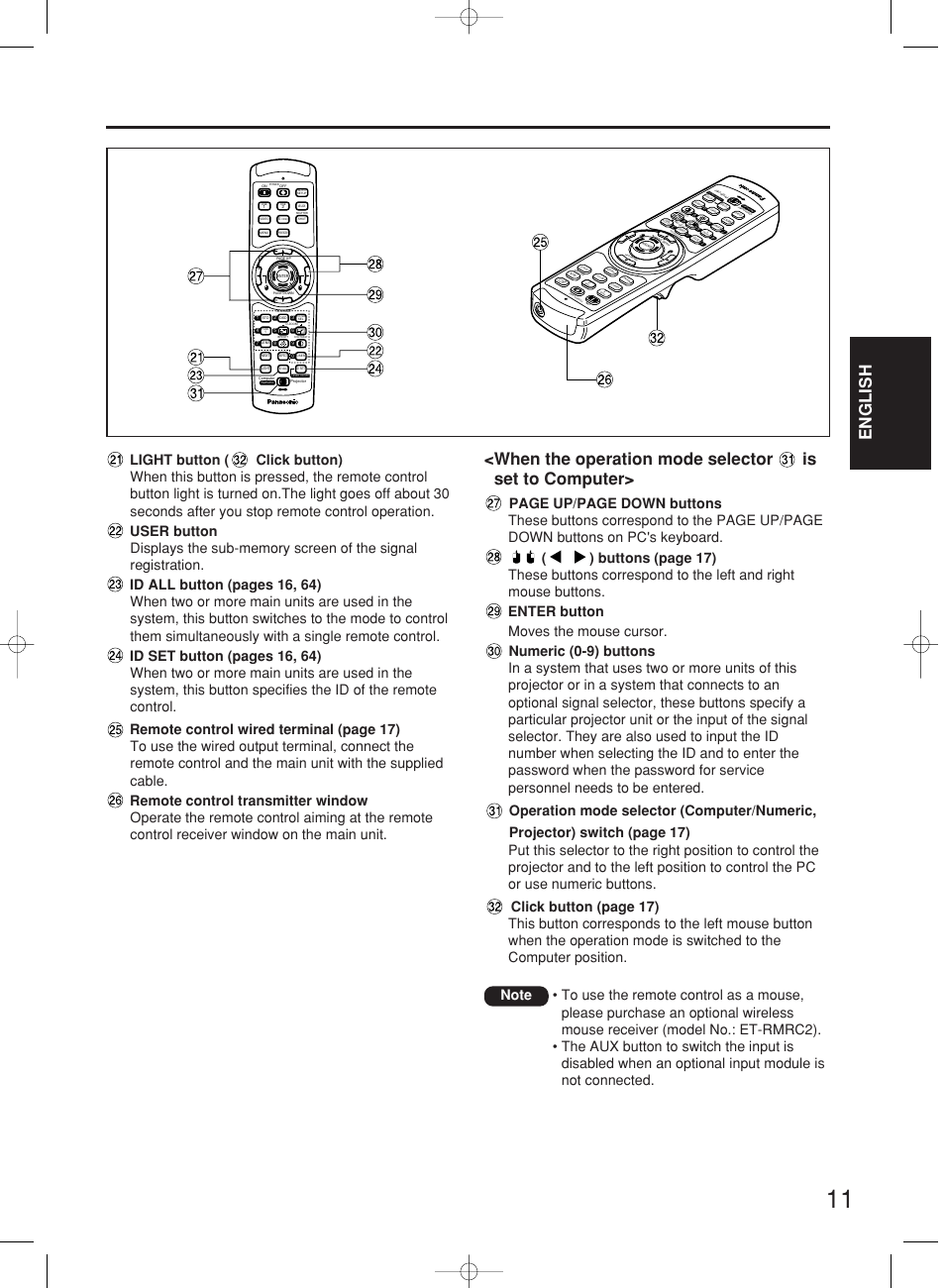 English | Panasonic PT-DW7000E User Manual | Page 11 / 106